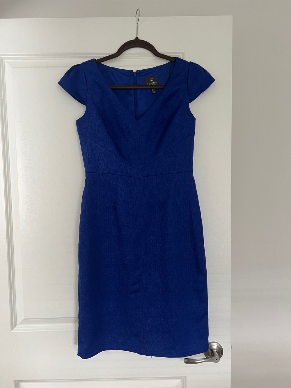 Adrianna Papell Royal Blue Cap Sleeve Midi Dress